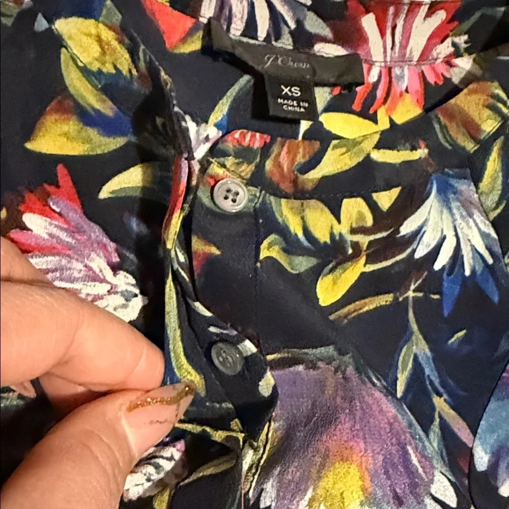 J. Crew Multicolor Floral Blouse XS 100%silk